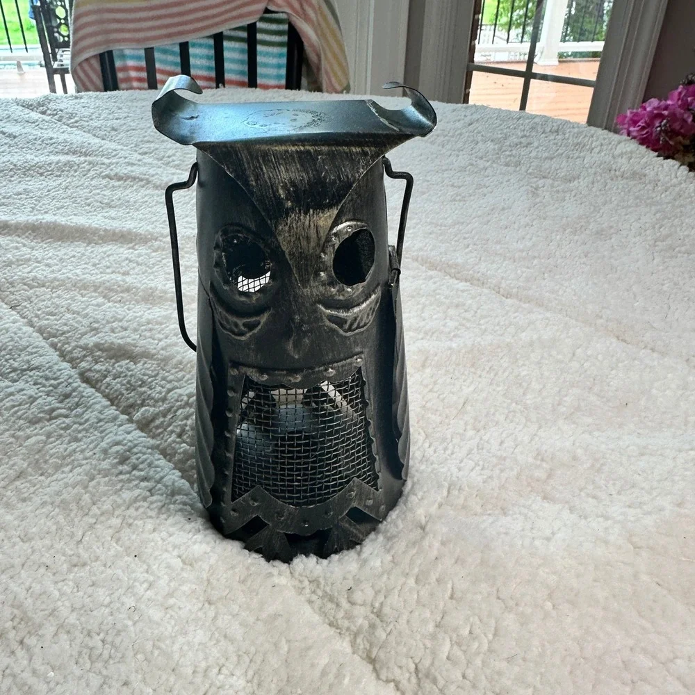 VTG Pier 1 Lantern Unisex OS Black Owl Metal Votive Candle Holder VTG Retro